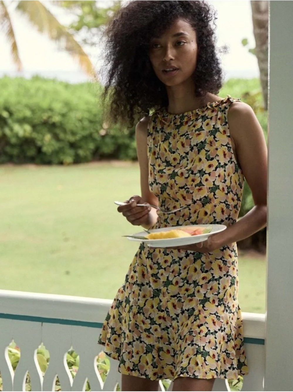 Doen mini dress in yellow floral new with tag